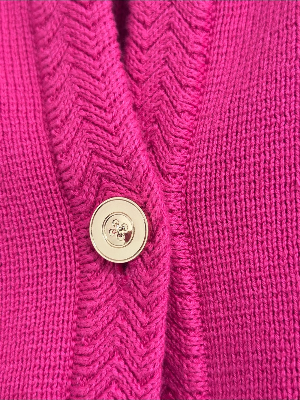 J.Crew Factory NWT Cotton Lady Jacket Cardigan Hot Pink Gold Buttons - L - Picture 3 of 5